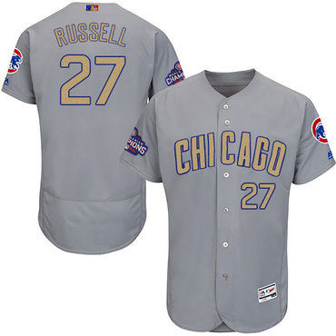 Cubs #27 Addison Russell World Series Champions Gold Program Flexbase Jersey Cubs #27 Addison Russell World Series Champions Gold Program Flexbase Jersey
