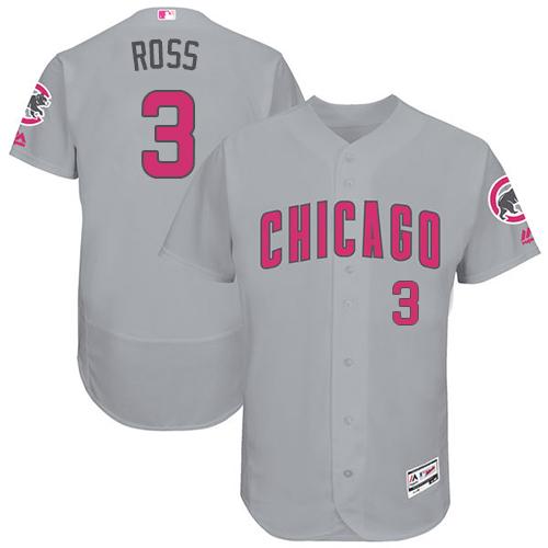 Cubs #3 David Ross Grey Flexbase Authentic Collection Mother's Day Stitched MLB Jersey Cubs #3 David Ross Grey Flexbase Authentic Collection Mother's Day Stitched MLB Jersey