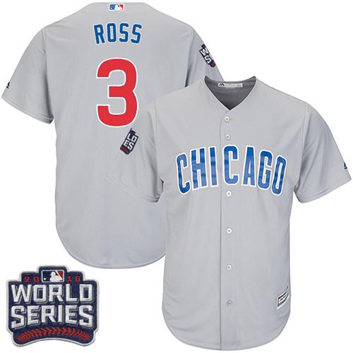 Cubs #3 David Ross Grey Road 2016 World Series Bound Stitched Youth MLB Jersey Cubs #3 David Ross Grey Road 2016 World Series Bound Stitched Youth MLB Jersey