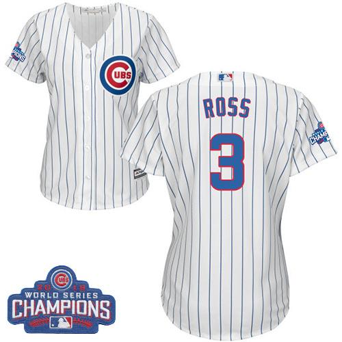 Cubs #3 David Ross White(Blue Strip) Home 2016 World Series Champions Women's Stitched MLB Jersey Cubs #3 David Ross White(Blue Strip) Home 2016 World Series Champions Women's Stitched MLB Jersey