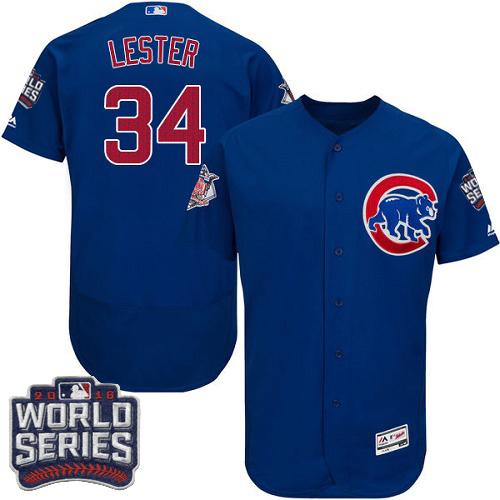 Cubs #34 Jon Lester Blue Flexbase Authentic Collection 2016 World Series Bound Stitched MLB Jerse