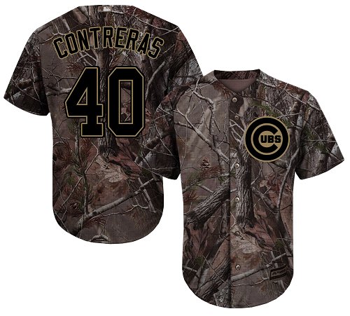 Cubs #40 Willson Contreras Camo Realtree Collection Cool Base Stitched Baseball Jersey