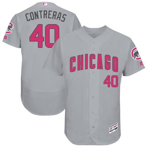 Cubs #40 Willson Contreras Grey Flexbase Authentic Collection Mother's Day Stitched MLB Jersey Cubs #40 Willson Contreras Grey Flexbase Authentic Collection Mother's Day Stitched MLB Jersey