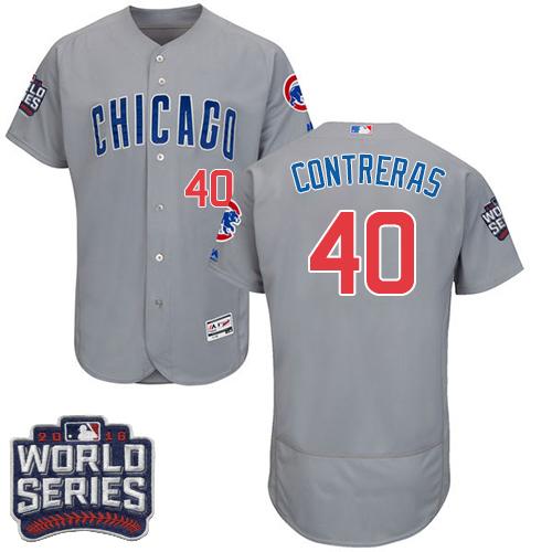 Cubs #40 Willson Contreras Grey Flexbase Authentic Collection Road 2016 World Series Bound Stitched MLB Jersey Cubs #40 Willson Contreras Grey Flexbase Authentic Collection Road 2016 World Series Bound Stitched MLB Jersey
