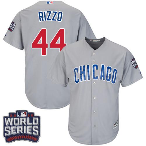 Cubs #44 Anthony Rizzo Grey Road 2016 World Series Bound Stitched Youth MLB Jersey