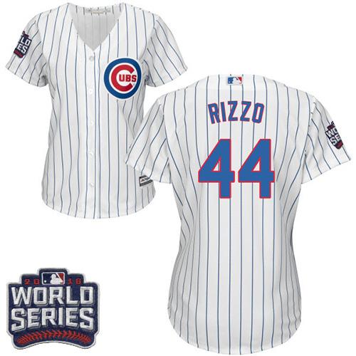 Cubs #44 Anthony Rizzo White(Blue Strip) Home 2016 World Series Bound Women's Stitched MLB Jersey Cubs #44 Anthony Rizzo White(Blue Strip) Home 2016 World Series Bound Women's Stitched MLB Jersey