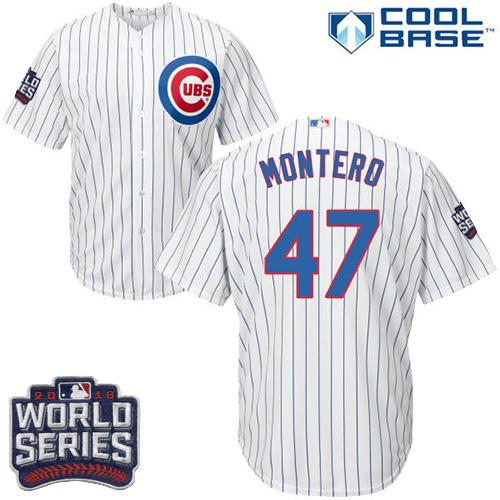 Cubs #47 Miguel Montero White Home 2016 World Series Bound Stitched Youth MLB Jersey Cubs #47 Miguel Montero White Home 2016 World Series Bound Stitched Youth MLB Jersey