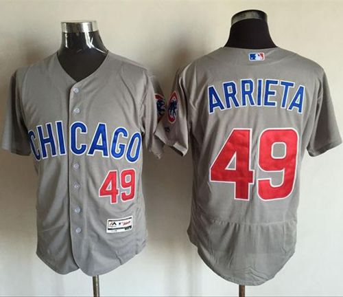 Cubs #49 Jake Arrieta Grey Flexbase Authentic Collection Road Stitched MLB Jersey Cubs #49 Jake Arrieta Grey Flexbase Authentic Collection Road Stitched MLB Jersey