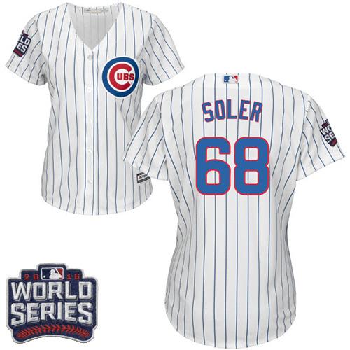 Cubs #68 Jorge Soler White(Blue Strip) Home 2016 World Series Bound Women's Stitched MLB Jersey Cubs #68 Jorge Soler White(Blue Strip) Home 2016 World Series Bound Women's Stitched MLB Jersey