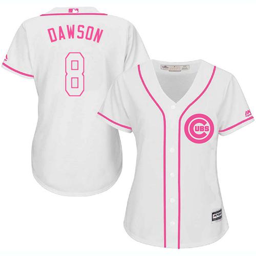 Cubs #8 Andre Dawson White Pink Fashion Women's Stitched MLB Jersey Cubs #8 Andre Dawson White Pink Fashion Women's Stitched MLB Jersey