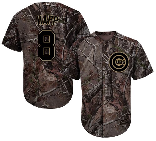 Cubs #8 Ian Happ Camo Realtree Collection Cool Base Stitched Baseball Jersey