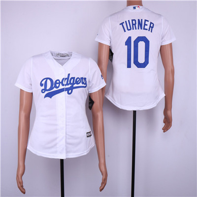 Dodgers #10 Justin Turner White Women Cool Base Jersey Dodgers #10 Justin Turner White Women Cool Base Jersey