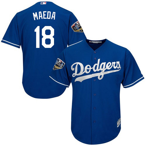 Dodgers #18 Kenta Maeda Blue Cool Base 2018 World Series Stitched Youth MLB Jersey Dodgers #18 Kenta Maeda Blue Cool Base 2018 World Series Stitched Youth MLB Jersey