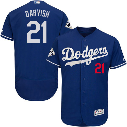 Dodgers #21 Yu Darvish Blue Flexbase Authentic Collection 2017 World Series Bound Stitched MLB Jersey