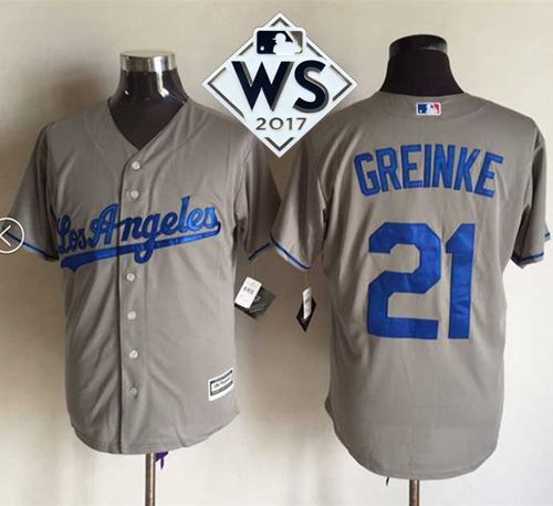Dodgers #21 Zack Greinke Grey New Cool Base 2017 World Series Bound Stitched MLB Jersey Dodgers #21 Zack Greinke Grey New Cool Base 2017 World Series Bound Stitched MLB Jersey