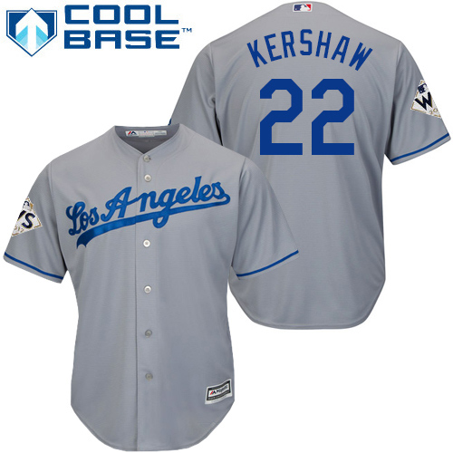 Dodgers #22 Clayton Kershaw Grey Cool Base 2017 World Series Bound Stitched Youth MLB Jersey Dodgers #22 Clayton Kershaw Grey Cool Base 2017 World Series Bound Stitched Youth MLB Jersey