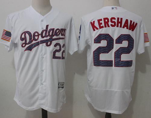 Dodgers #22 Clayton Kershaw White Fashion Stars & Stripes Flexbase Authentic Stitched MLB Jersey Dodgers #22 Clayton Kershaw White Fashion Stars & Stripes Flexbase Authentic Stitched MLB Jersey