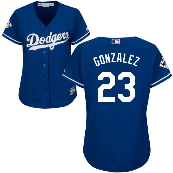 Dodgers #23 Adrian Gonzalez Blue Alternate 2017 World Series Bound Women's Stitched MLB Jersey