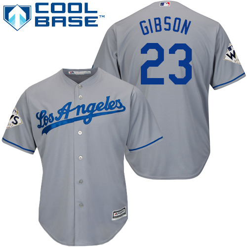 Dodgers #23 Kirk Gibson Grey Cool Base 2017 World Series Bound Stitched Youth MLB Jersey