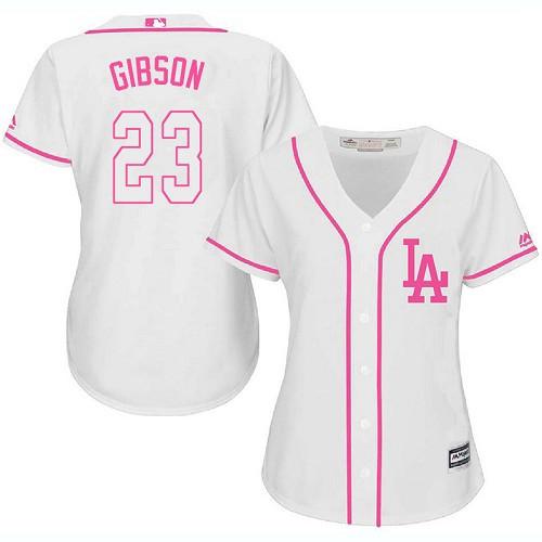 Dodgers #23 Kirk Gibson White Pink Fashion Women's Stitched MLB Jersey Dodgers #23 Kirk Gibson White Pink Fashion Women's Stitched MLB Jersey
