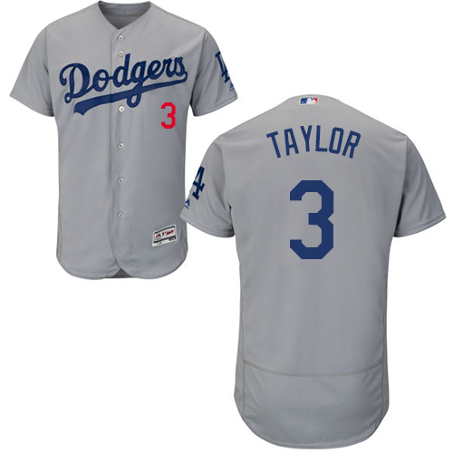 Dodgers #3 Chris Taylor Grey Flexbase Authentic Collection Stitched MLB Jersey Dodgers #3 Chris Taylor Grey Flexbase Authentic Collection Stitched MLB Jersey