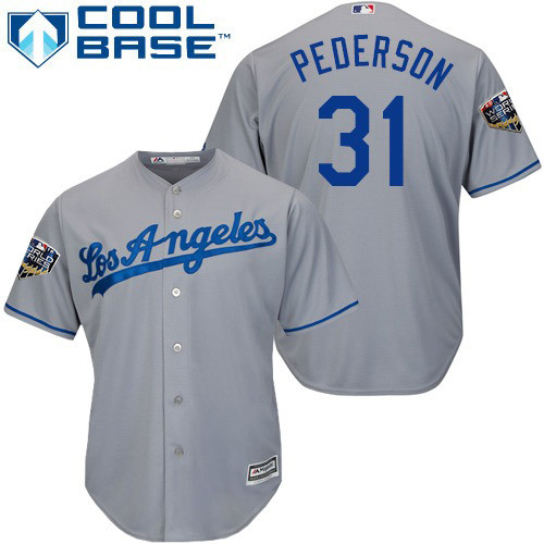 Dodgers #31 Joc Pederson Grey Cool Base 2018 World Series Stitched Youth MLB Jersey Dodgers #31 Joc Pederson Grey Cool Base 2018 World Series Stitched Youth MLB Jersey
