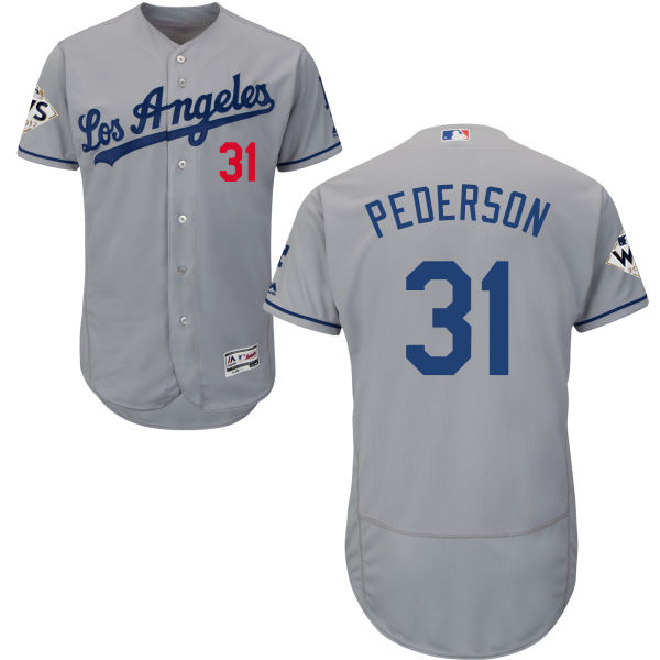 Dodgers #31 Joc Pederson Grey Flexbase Authentic Collection 2017 World Series Bound Stitched MLB Jersey