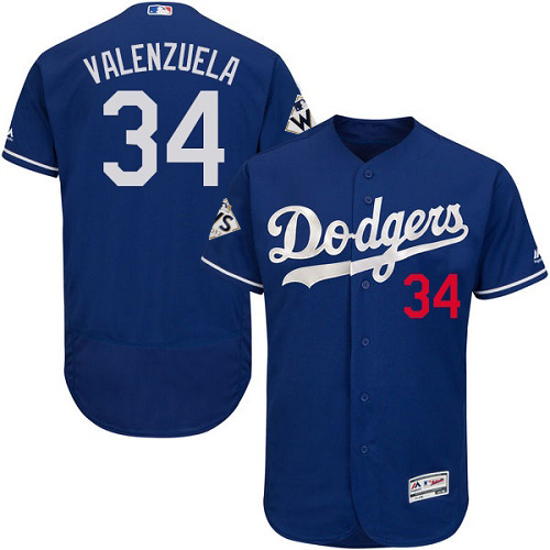 Dodgers #34 Fernando Valenzuela Blue Flexbase Authentic Collection 2017 World Series Bound Stitched MLB Jersey