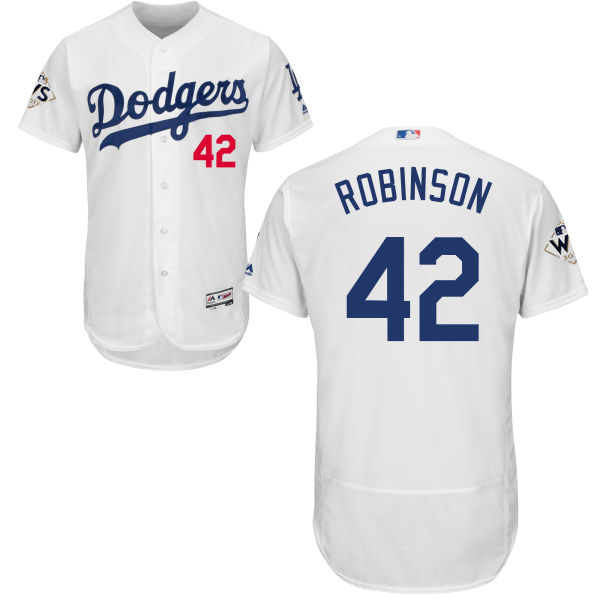 Dodgers #42 Jackie Robinson White Flexbase Authentic Collection 2017 World Series Bound Stitched MLB Jersey Dodgers #42 Jackie Robinson White Flexbase Authentic Collection 2017 World Series Bound Stitched MLB Jersey