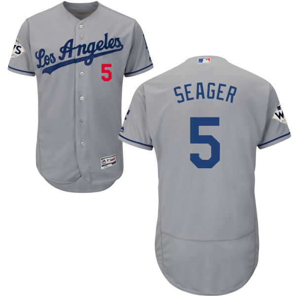 Dodgers #5 Corey Seager Grey Flexbase Authentic Collection 2017 World Series Bound Stitched MLB Jersey