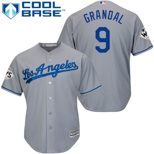 Dodgers #9 Yasmani Grandal Grey Cool Base 2017 World Series Bound Stitched Youth MLB Jersey Dodgers #9 Yasmani Grandal Grey Cool Base 2017 World Series Bound Stitched Youth MLB Jersey
