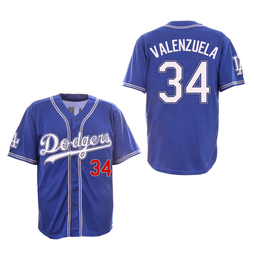 Dodgers 34 Fernando Valenzuela Royal New Design Jersey Dodgers 34 Fernando Valenzuela Royal New Design Jersey