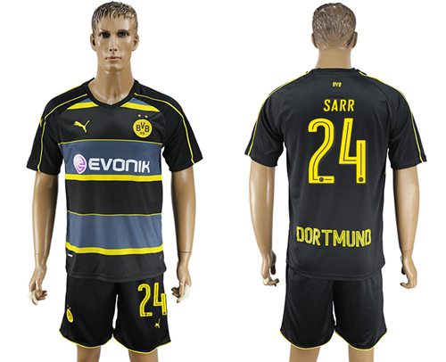 Dortmund #24 Sarr Away Soccer Club Jersey Dortmund #24 Sarr Away Soccer Club Jersey