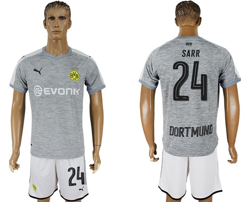 Dortmund #24 Sarr Grey Soccer Club Jersey Dortmund #24 Sarr Grey Soccer Club Jersey