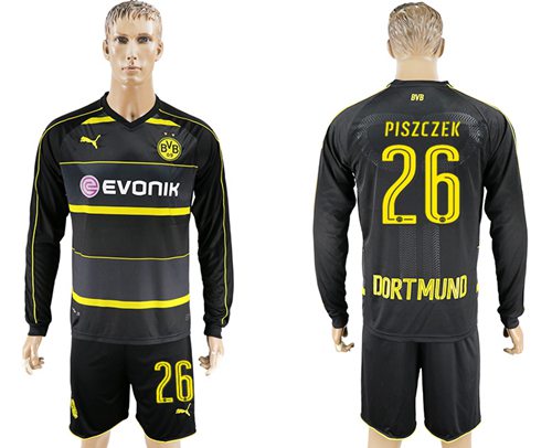 Dortmund #26 Piszczek Away Long Sleeves Soccer Club Jersey Dortmund #26 Piszczek Away Long Sleeves Soccer Club Jersey