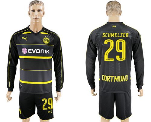 Dortmund #29 Schmelzer Away Long Sleeves Soccer Club Jersey Dortmund #29 Schmelzer Away Long Sleeves Soccer Club Jersey
