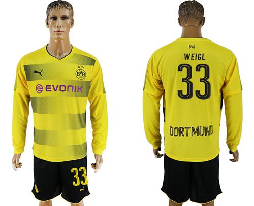 Dortmund #33 Weigl Home Long Sleeves Soccer Club Jersey Dortmund #33 Weigl Home Long Sleeves Soccer Club Jersey