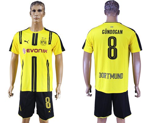 Dortmund #8 Gundogan Home Soccer Club Jersey Dortmund #8 Gundogan Home Soccer Club Jersey