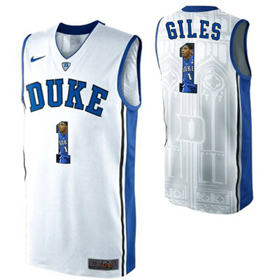 Duke Blue Devils 1 Harry Giles White With Portrait Print College Basketball Jersey Duke Blue Devils 1 Harry Giles White With Portrait Print College Basketball Jersey