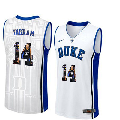 Duke Blue Devils 14 Brandon Ingram White With Portrait Print College Basketball Jersey2 Duke Blue Devils 14 Brandon Ingram White With Portrait Print College Basketball Jersey2