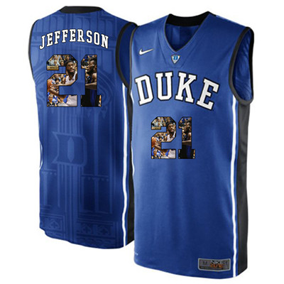 Duke Blue Devils 21 Amile Jefferson Blue With Portrait Print College Basketball Jersey Duke Blue Devils 21 Amile Jefferson Blue With Portrait Print College Basketball Jersey