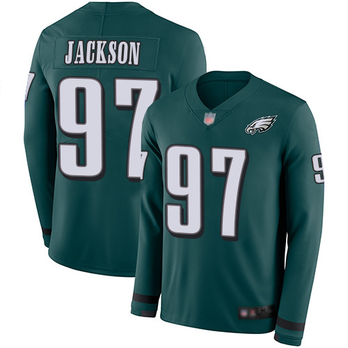 Eagles #97 Malik Jackson Midnight Green Team Color Youth Stitched Football Limited Therma Long Sleeve Jersey Eagles #97 Malik Jackson Midnight Green Team Color Youth Stitched Football Limited Therma Long Sleeve Jersey