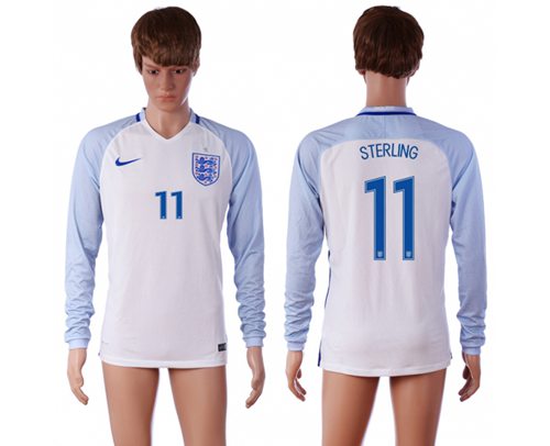 England #11 Sterling Home Long Sleeves Soccer Country Jersey England #11 Sterling Home Long Sleeves Soccer Country Jersey