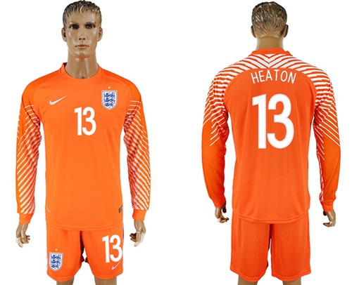 England #13 Heaton Orange Long Sleeves Goalkeeper Soccer Country Jersey England #13 Heaton Orange Long Sleeves Goalkeeper Soccer Country Jersey