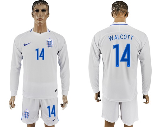 England #14 Walcott Home Long Sleeves Soccer Country Jersey England #14 Walcott Home Long Sleeves Soccer Country Jersey