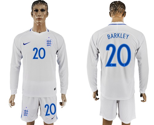 England #20 Barkley Home Long Sleeves Soccer Country Jersey England #20 Barkley Home Long Sleeves Soccer Country Jersey
