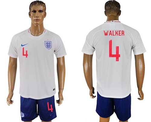 England #4 Walker Home Soccer Country Jersey England #4 Walker Home Soccer Country Jersey