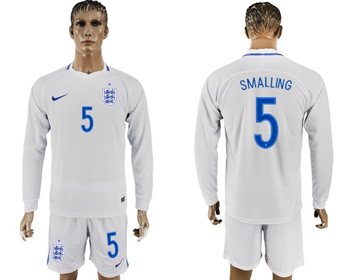 England #5 Smalling Home Long Sleeves Soccer Country Jersey England #5 Smalling Home Long Sleeves Soccer Country Jersey