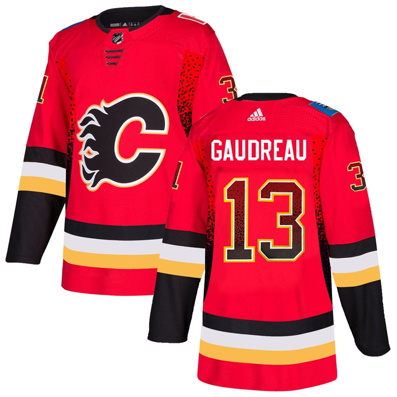 Flames 13 Johnny Gaudreau Red Drift Fashion Adidas Jersey