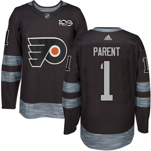 Flyers #1 Bernie Parent Black 1917-2017 100th Anniversary Stitched NHL Jersey Flyers #1 Bernie Parent Black 1917-2017 100th Anniversary Stitched NHL Jersey